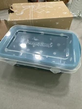 Temptations Aqua BluePolka Dot Mini Loaf Pan Ovenware Baking Dish 12 Oz With Lid