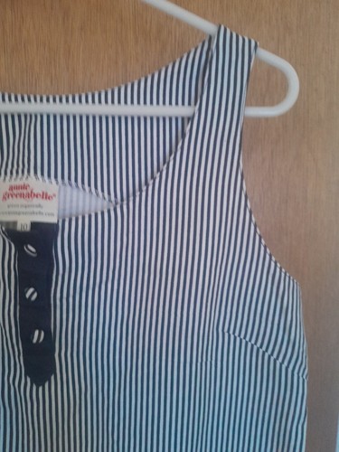Annie Greenabelle Size 10 Womens White & Navy Pinstripe Mini Dress Summer Yacht - Picture 6 of 8