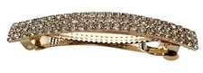 Gold,Silver Tone French Barrette Hair Clips, 2.76 Inch, Rhinestone Crystal Ha...