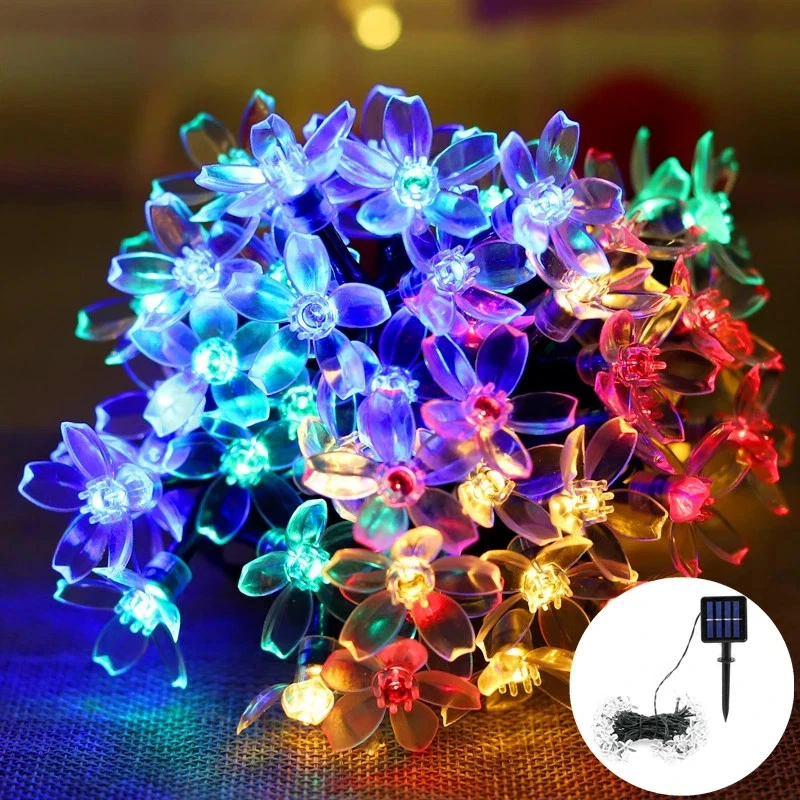 45Ft 100 LED Solar String Flower Lights Outdoor Waterproof Fairy Light Decor - Image 4 of 4