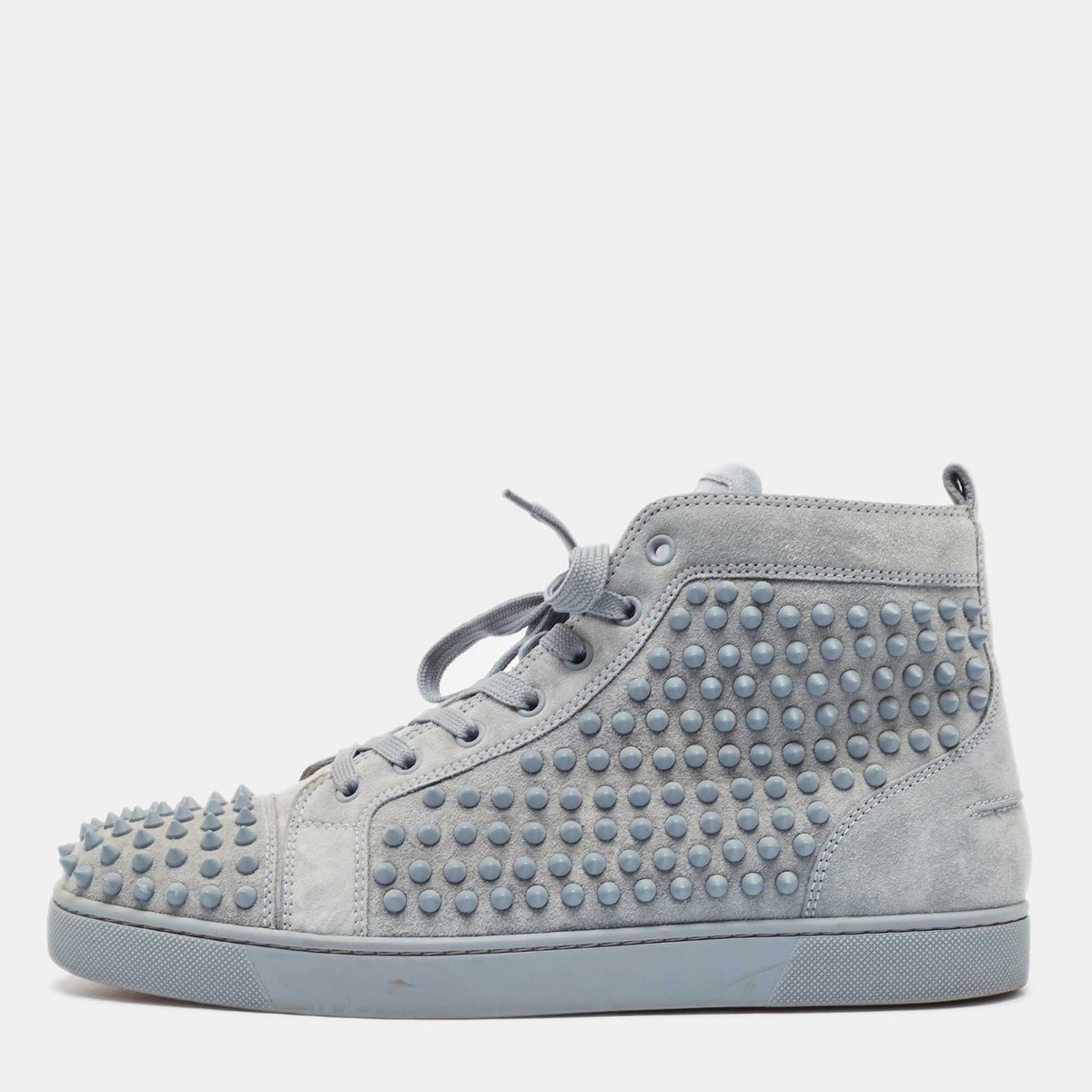 ◆CHRISTIAN LOUBOUTIN◆ルイ スパイク ハイトップ スニーカー◆ Christian Louboutin Grey Suede Louis Spike High Top Sneakers