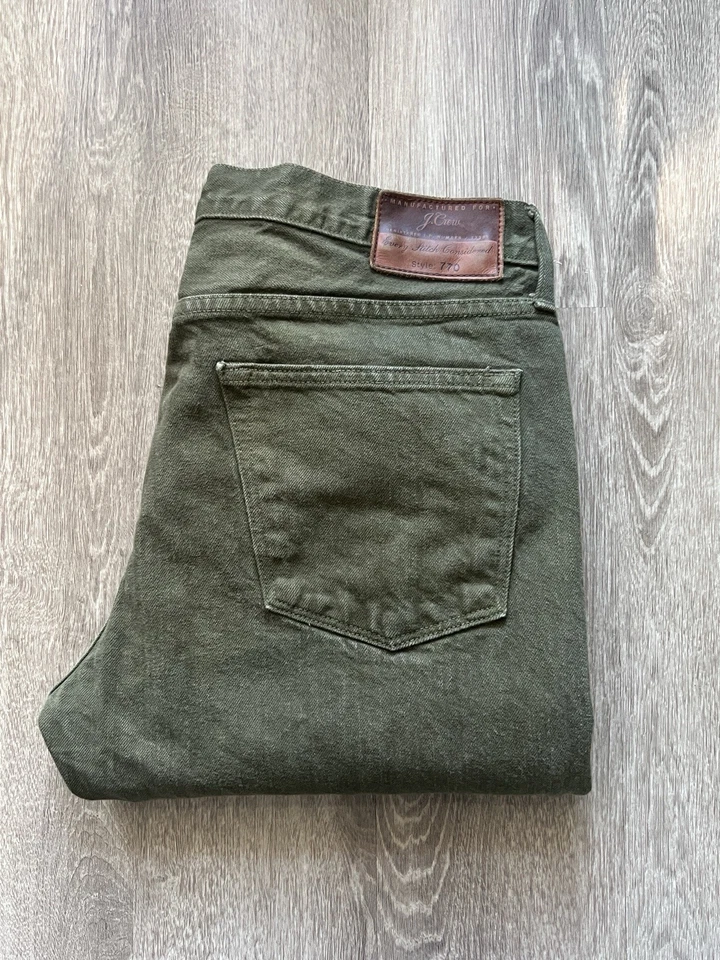 Pantalones de mezclilla para hombre J.CREW 770 calce recto hechos en EE. UU. prenda teñida real 34x30 Foto 3 de 4