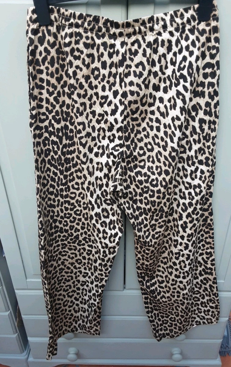 Pantalones de pierna ancha para mujer H&M con cordón y estampado de leopardo talla M nuevos con etiquetas