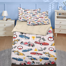 Twin Zipper Bedding, Race Car Zipper Bedding Sets for Boys, 3Pcs All in on One,