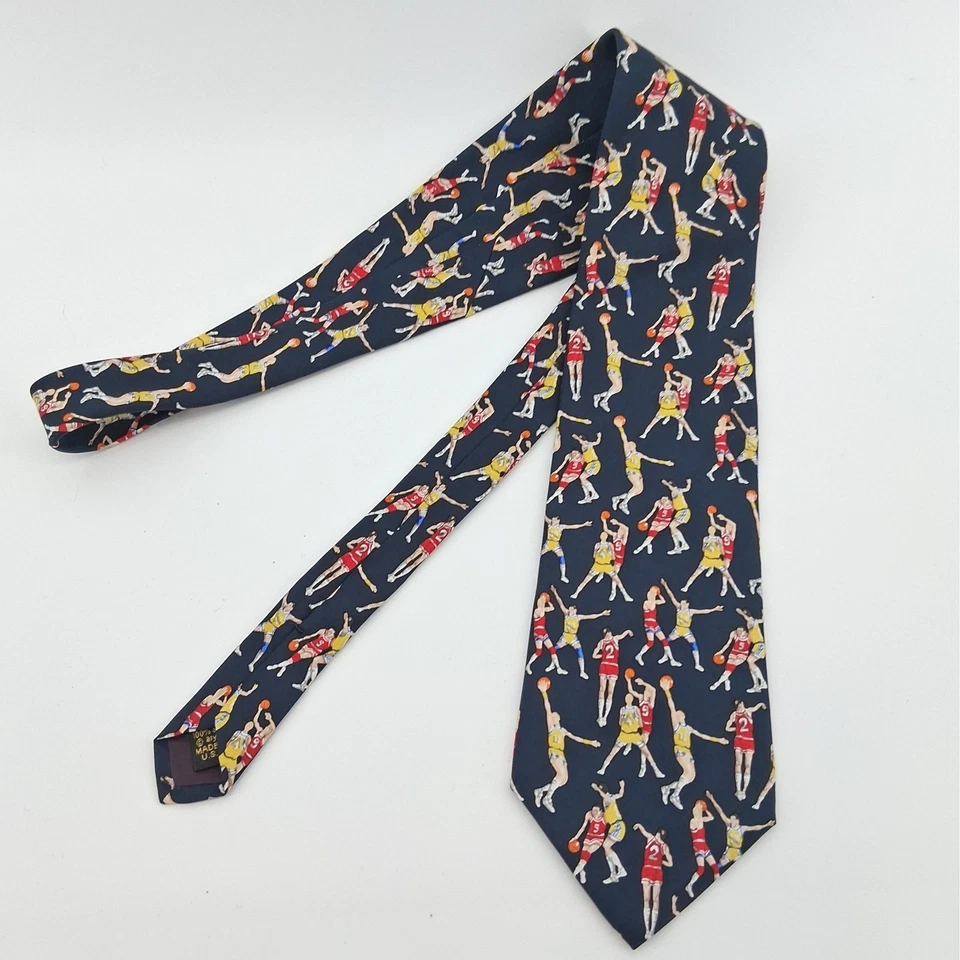 Vintage Alynn Neckwear Slam Dunk Basketball Tie Silk Made In USA Sport Novelty - Image 3 of 4