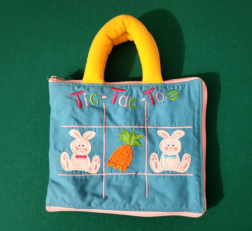 Child's Pockets Of Learning Bunny House Cloth Tic-Tac-Toe Carrying Bag, Clean