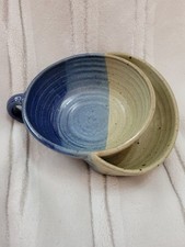Handmade Art Pottery Soup Cup With Attached T...