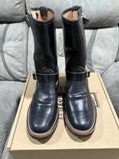 Wesco Mister Lou Black Horsehide Engineer Boots Unworn Left Size 10E Right 10D