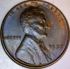 1937 Lincoln Wheat Cent Coin AU+ /Looks Unc 100% ORIGINAL Toned NR   AUCTION