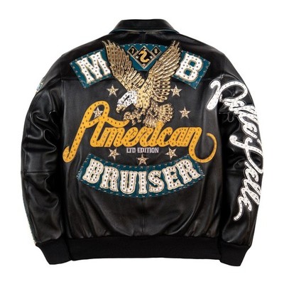 Black Pele Pelle American Bruiser Premium Cowhide  Leather Jacket-All Size