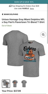 Homage Gray Miami Dolphins NFL x Guy Fieri s Flavortown Tri-Blend T-Shirt Large 