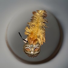 La Maschera Del Galeone Mardi Gras Mask Venice Italy Feather hand painted Mask