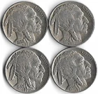 Lot Of 4 Buffalo Nickels 1929-S 1930-S 1931-S  1936-S  Fine/VF/VF+/XF+  Semi-Key