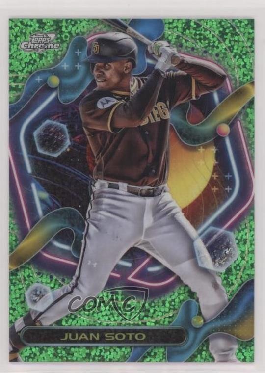 2023 Topps Cosmic Chrome Green Space Dust Refractor 48/75 Juan Soto #184 7ut