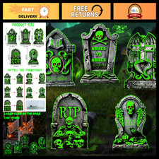 25.2in Glow in the Dark Halloween Tombstones - DIY Gravestones for Yard Decor