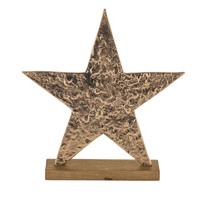 Deko Stern Weihnachtsdeko Fensterbank Tischdeko Gold Holz Natur 25,5X27Cm