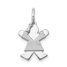14k White Gold The Kids Mini Girl Joy Charm Pendant 0.83gm L-18 mm, W-9 mm