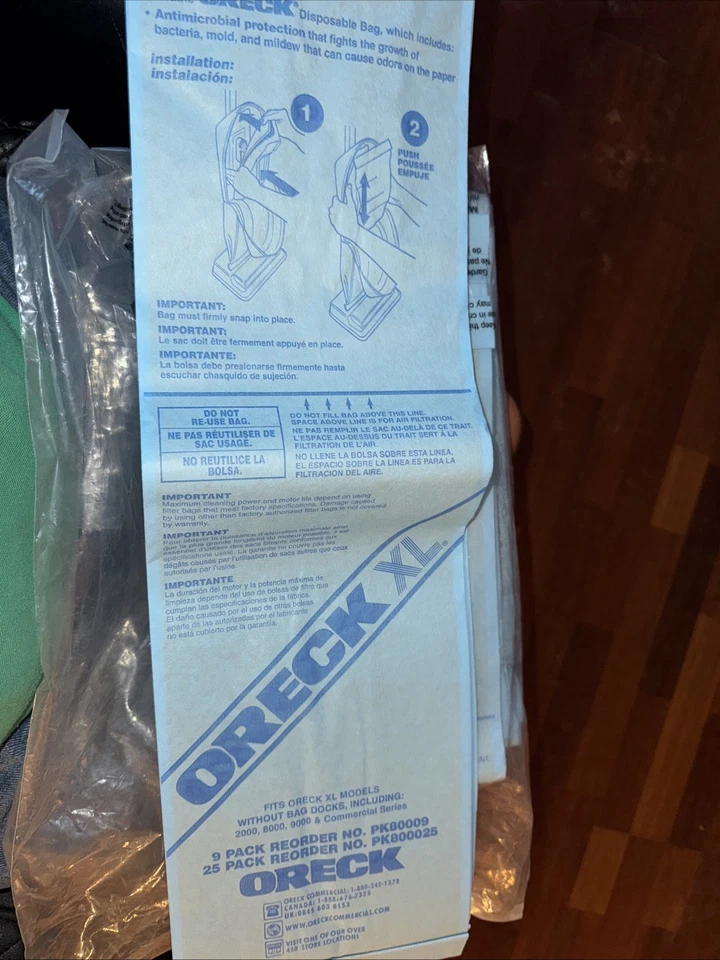 Oreck Commercial Disposable Vacuum Bags, XL Standard Filtration 25/Pack PK800025 - Image 2 of 2