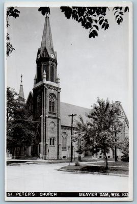 #ad c1910#x27;s St. Peter#x27;s Church Beaver Dam Wisconsin WI RPPC Photo Antique Postcard $12.97