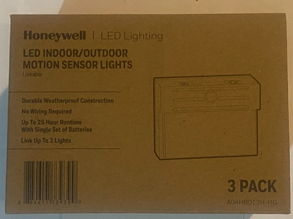 Honeywell, 3 Pk Batería LED Sensor de Movimiento Interior/Exterior Luces de Pared ¡NUEVO! Foto 2 de 4