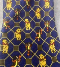 Disney Pooh Mens Necktie Pooh Bear And Tigger Blue Tie