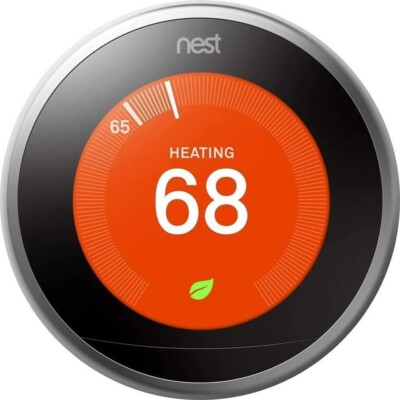 Google Nest 3rd Gen Smart Learning Thermostat - Stainless Steel (T3007ES)