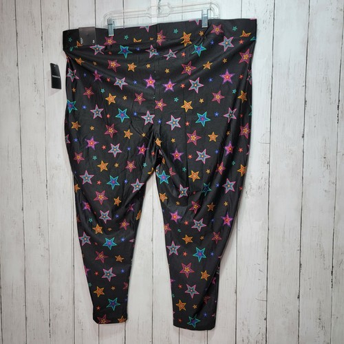 NWT Torrid PLATINUM LEGGING LIQUID MULTICOLOR STARS BLACK Size 5X Full Length - Picture 8 of 9