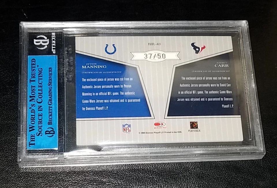 Camisetas redondas PEYTON MANNING 2004 LEAF LIMITED/50 BGS HOF Foto 2 de 3