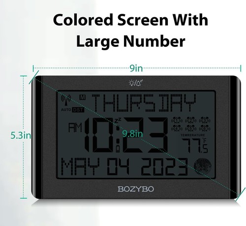 Digital Clock with 6 Alarm Clocks: Atomic Clock with Indoor Temperature Self ... - 第 8/8 張圖片