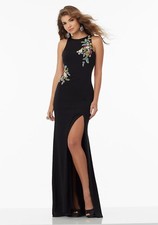 SR658 MORI LEE 99008 SZ 6 BLACK $450 BRIDESMAID PROM FORMAL GOWN DRESS