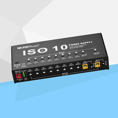 ISO 10 Outputs Guitar Effect Pedal Board Power Supply 9V 18V 12V Cables