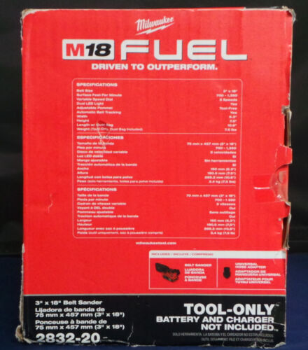 Levigatrice a nastro senza fili Milwaukee 2832-20 3 x 18 carburante M18 brushless volt NUOVISSIMA - Foto 3 di 4