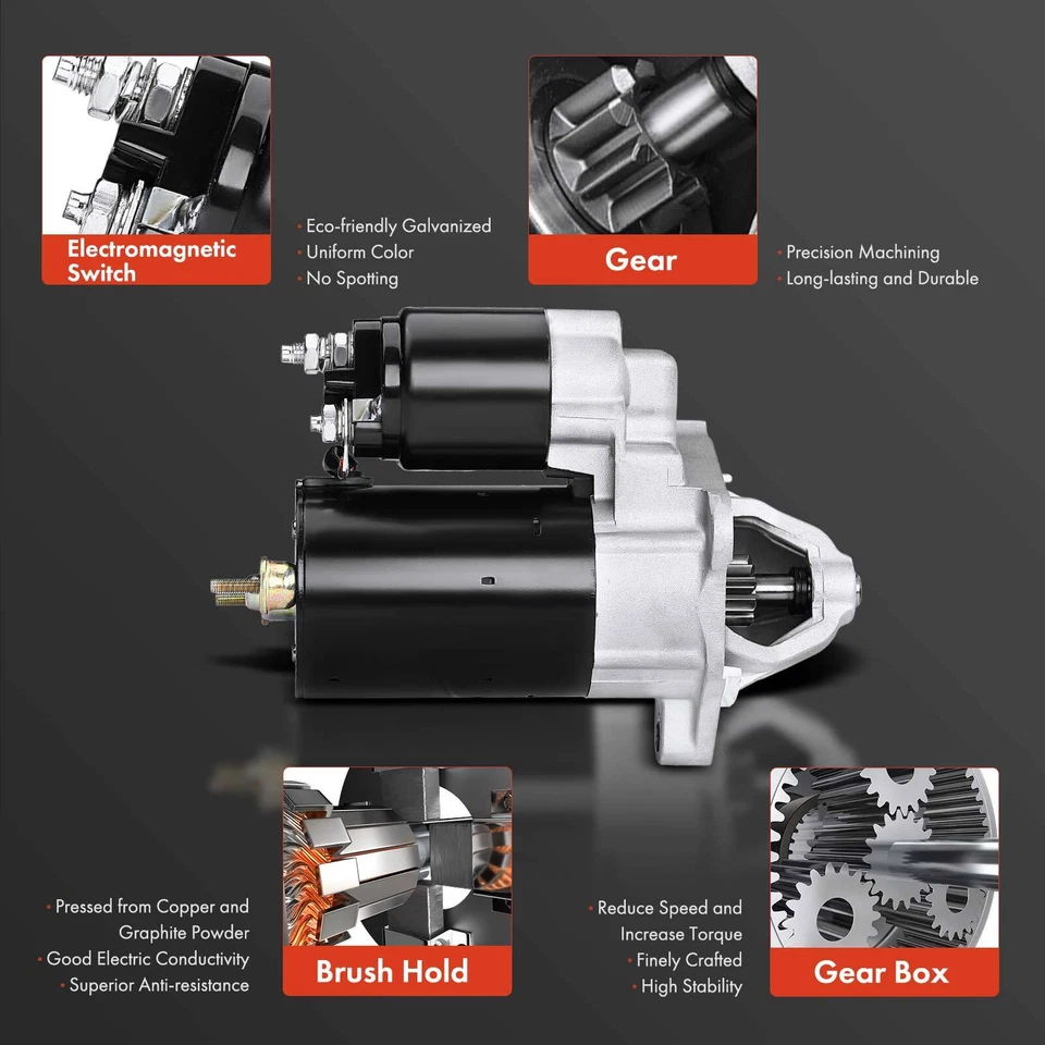 Motor De Arranque Nuevo para Audi 80 90 A4 1997-2005 Volkswagen Passat 1.1kW/12 V CW 9T Foto 4 de 4