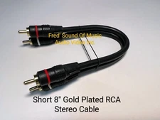 RCA Cable Short Jumpers pr 8" Stereo Gold Plated Best Preout Main Jumper sku6363
