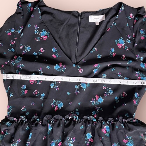 WAYF Womens Darlene Tiered Ruffled Short Sleeve Black Floral Midi Dress Large - Picture 9 of 16