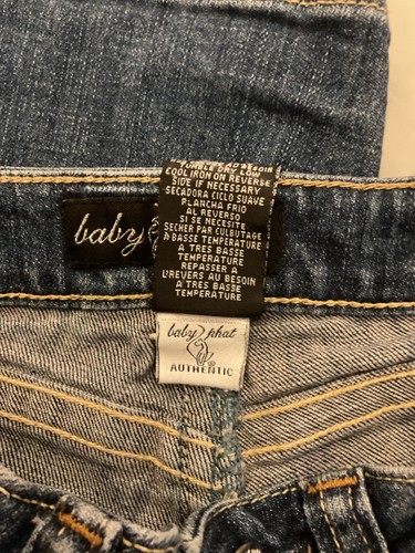 Baby Phat Girls capris Size 7 Blue Denim Embroidered Y2K - Picture 9 of 9