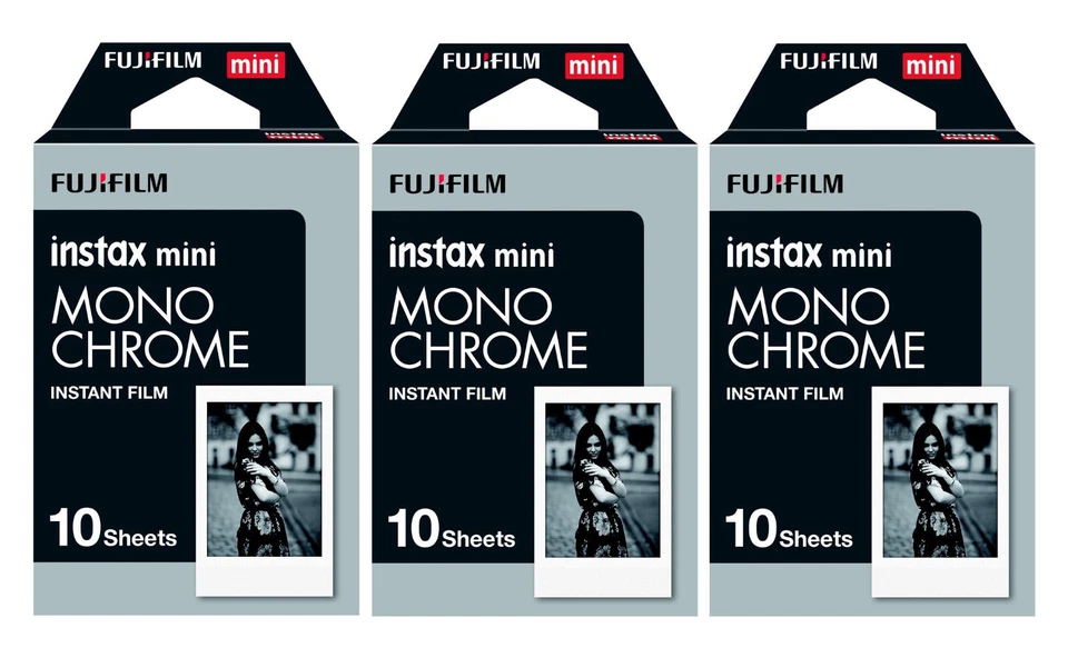 Fuji Instax Film 3x10 = 30 Aufnahmen Monochrome Schwarz Weiß f Mini 8 9 11 12