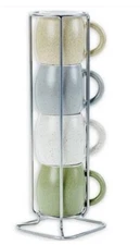Stoneware Speckled Design Espresso Mugs 4 In Stacked Stand