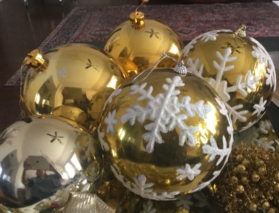 4 Extra large 7" Christmas Tree Ornaments Plastic Glass ...