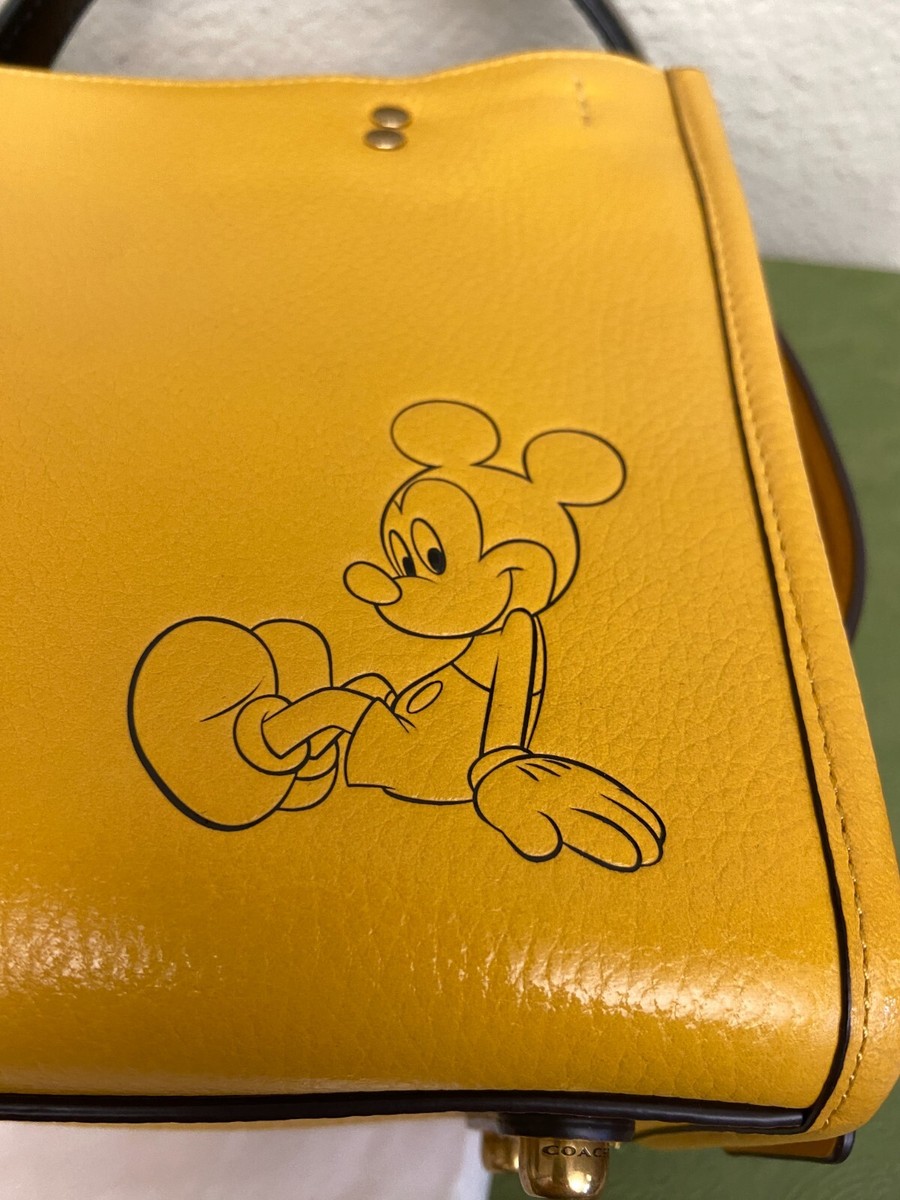 COACH X Disney Mickey Mouse Yellow Leather ROGUE 25 C6107 Shoulder