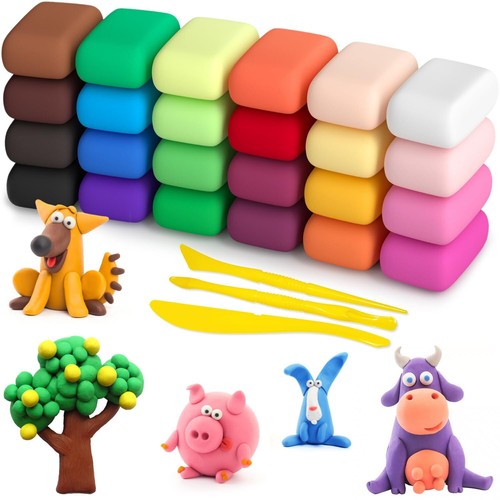 Air Dry Clay 24 Colors Modeling Clay for Kids DIY Molding Clay with Tools Toy...