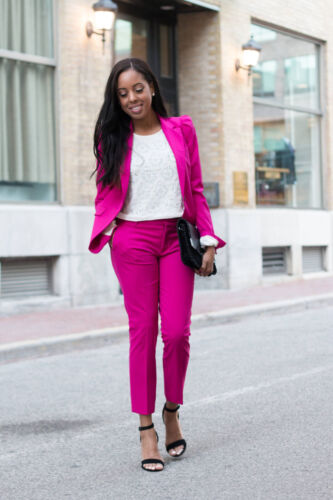 A331 ZARA WOMAN PINK FUCHSIA BLAZER JACKET COAT PUFFED SHOULDERS - XS - Bild 5 von 23