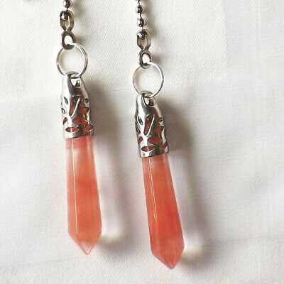 SET OF 2 CEILING FAN LAMP PULLS SYNTHETIC RED TURQUOISE STONE #316 LIGHT