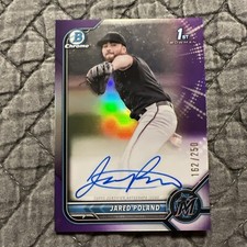 2022 Bowman Chrome Draft Jared Poland 1st Purple Refractor Auto /250 Marlins