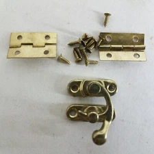 Latch And Hinge Set For Box Lid  Brass
