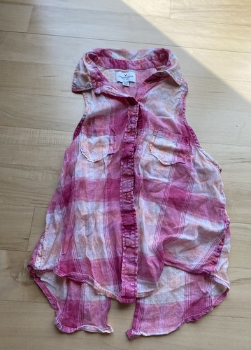 American Eagle Summer Pink Plaid Tank Top - Women XS