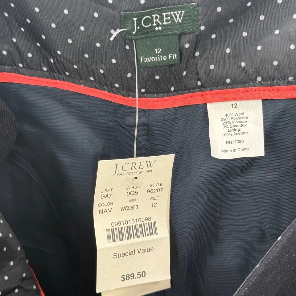 J.Crew Factory Women's Navy Pinstripe Wide Leg Sailor Button Pants Size 12 New - Image 4 of 4