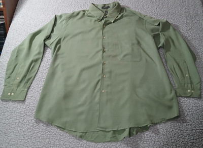 Arrow Mens Shirt XXL Sage Green Solid Ultra Soft Button Up LS 80% Rayon 20% Poly