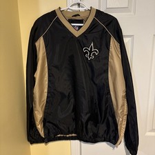 New Orleans Saints NFL 3/4 Side Zip V-Neck Pullover Windbreaker Jacket Mens L
