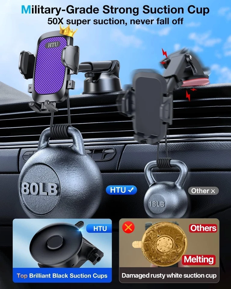 3-in-1 Car Phone Mount - Dashboard, Windshield, Air Vent - Image 4 of 4